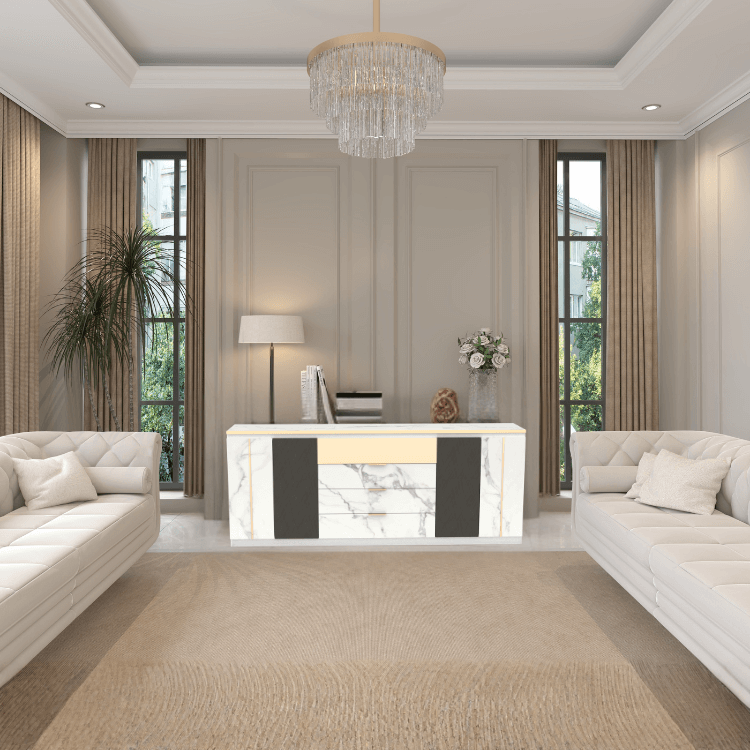 ตู้ลิ้นชัก 4 ลิ้นชัก WISDOM DESIGN FURNITURE รุ่น GCS-201 200 ซม. สีขาว/ซอฟท์มาร์เบิ้ล